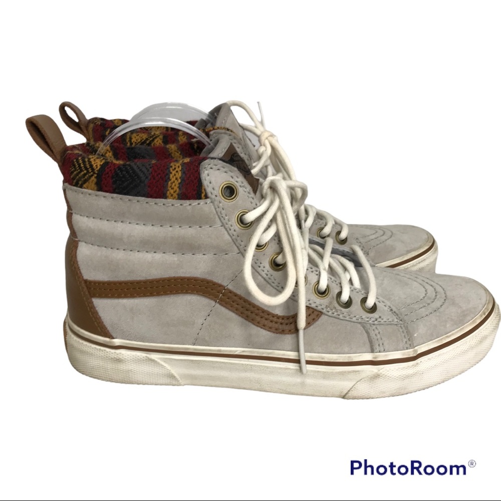 Vans Off the Wall Sk8 Gray Suede high top - Southwestern Flannel Lining …